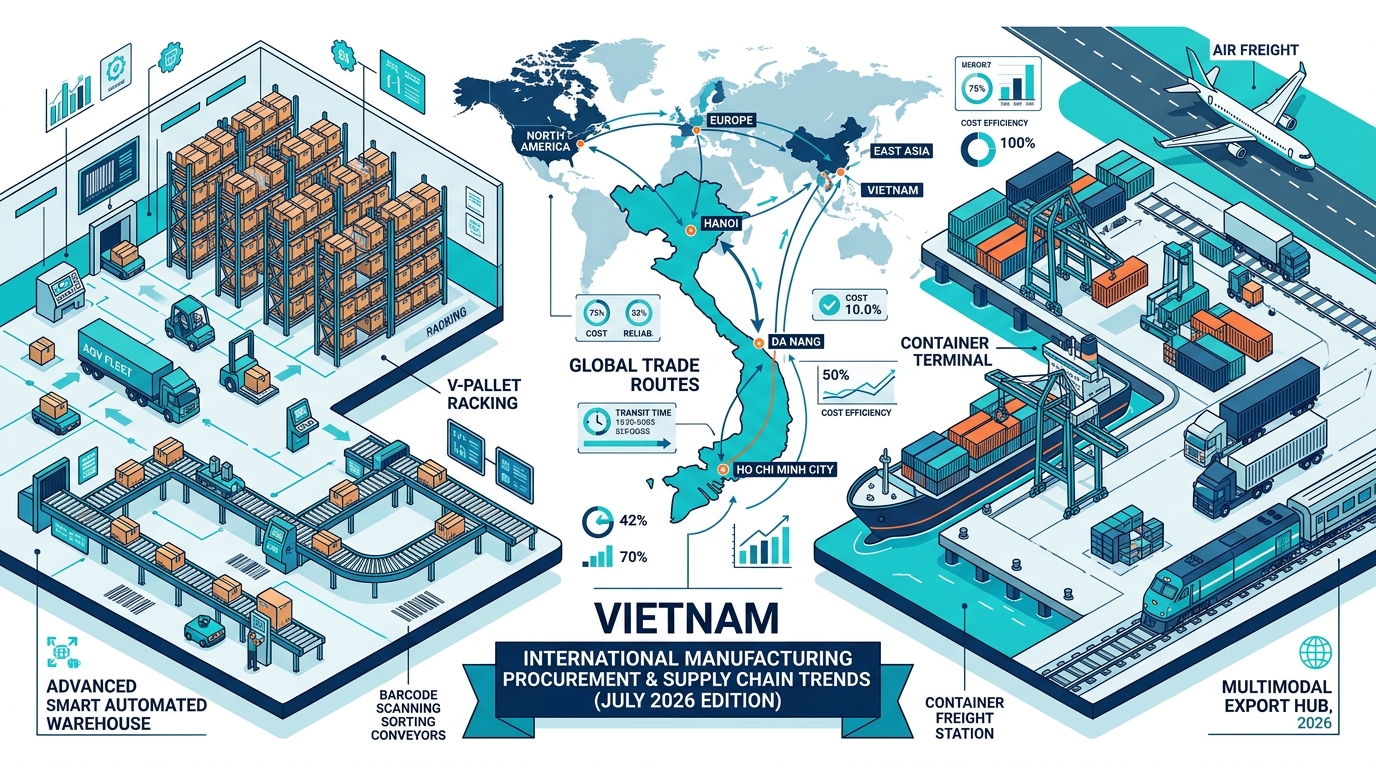 Sản xuất & Chuỗi cung ứng Việt Nam: Xu hướng tìm nguồn cung ứng & Hướng dẫn cho người mua quốc tế (Tháng 7 năm 2026)